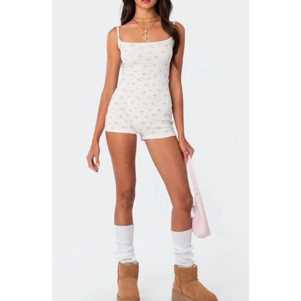 Edikted White Floral Jumpsuit